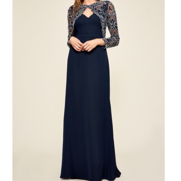 NWT Embroidered Crepe Gown